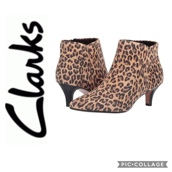 clarks leopard booties